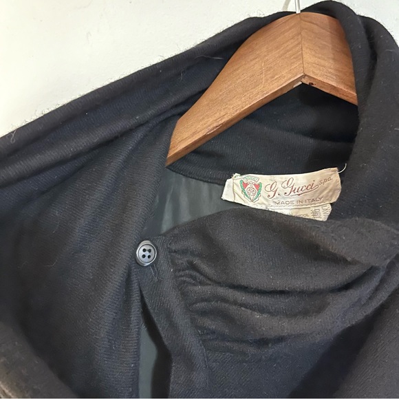 *SOLD* Gucci Vintage 1970’s Wool Blend Button Neck Back Pleated Hem Dress 40 - Picture 3 of 16